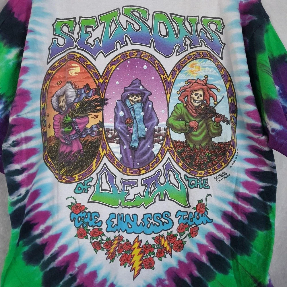 Vintage Grateful Dead Shirt Mens XL Tie Dye Seasons Of The Dead Liquid Blue - Picture 11 of 16